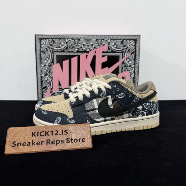Travis Scott Dunk Jackboys Reps with box displayed on table
