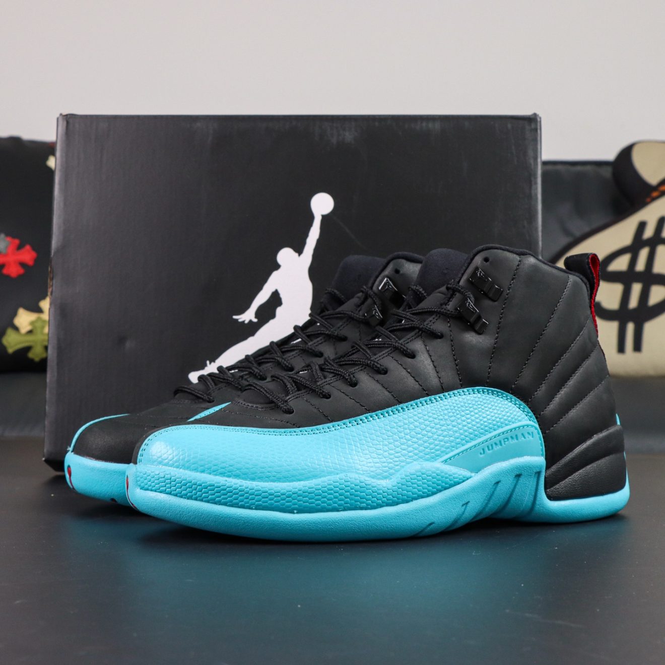 Jordan 12 Gamma Blue Reps with retail-style box and bold colorway