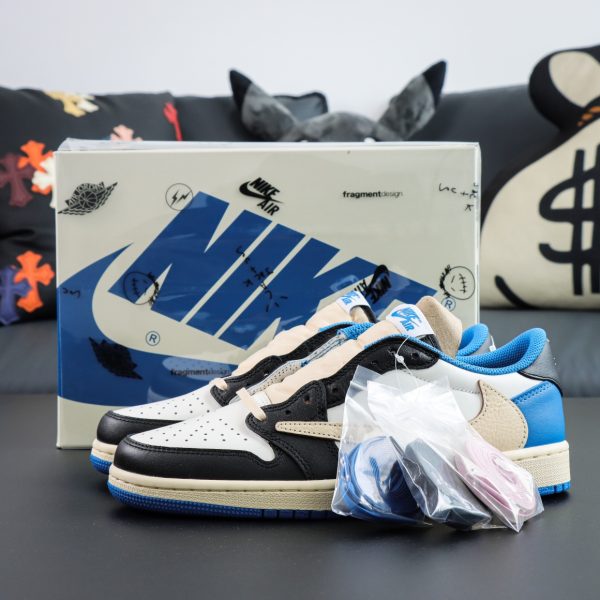 Travis Scott Fragment Design Jordan 1 Low reps with box and reverse Swoosh