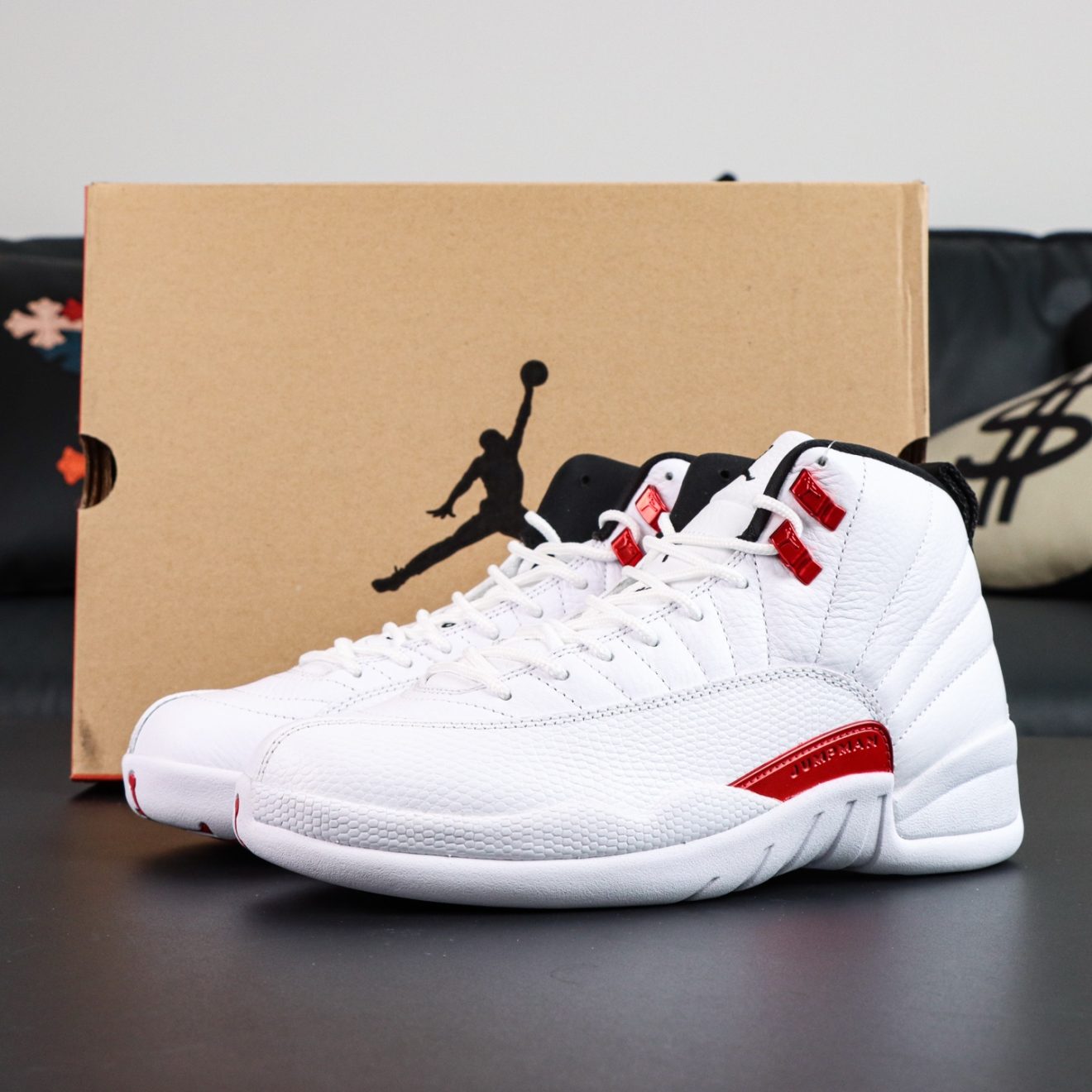 Jordan 12 Twist reps with retail-style box and white-red retro design