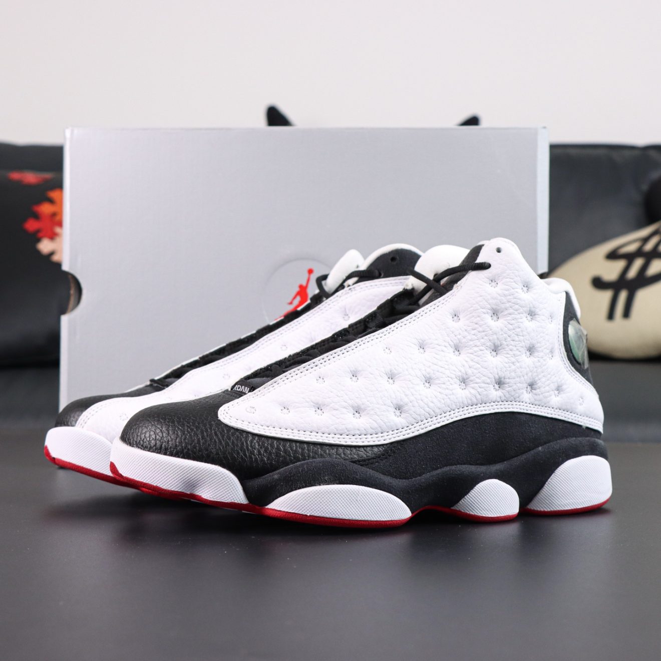 Jordan 13 He Got Game Reps with retail-style box