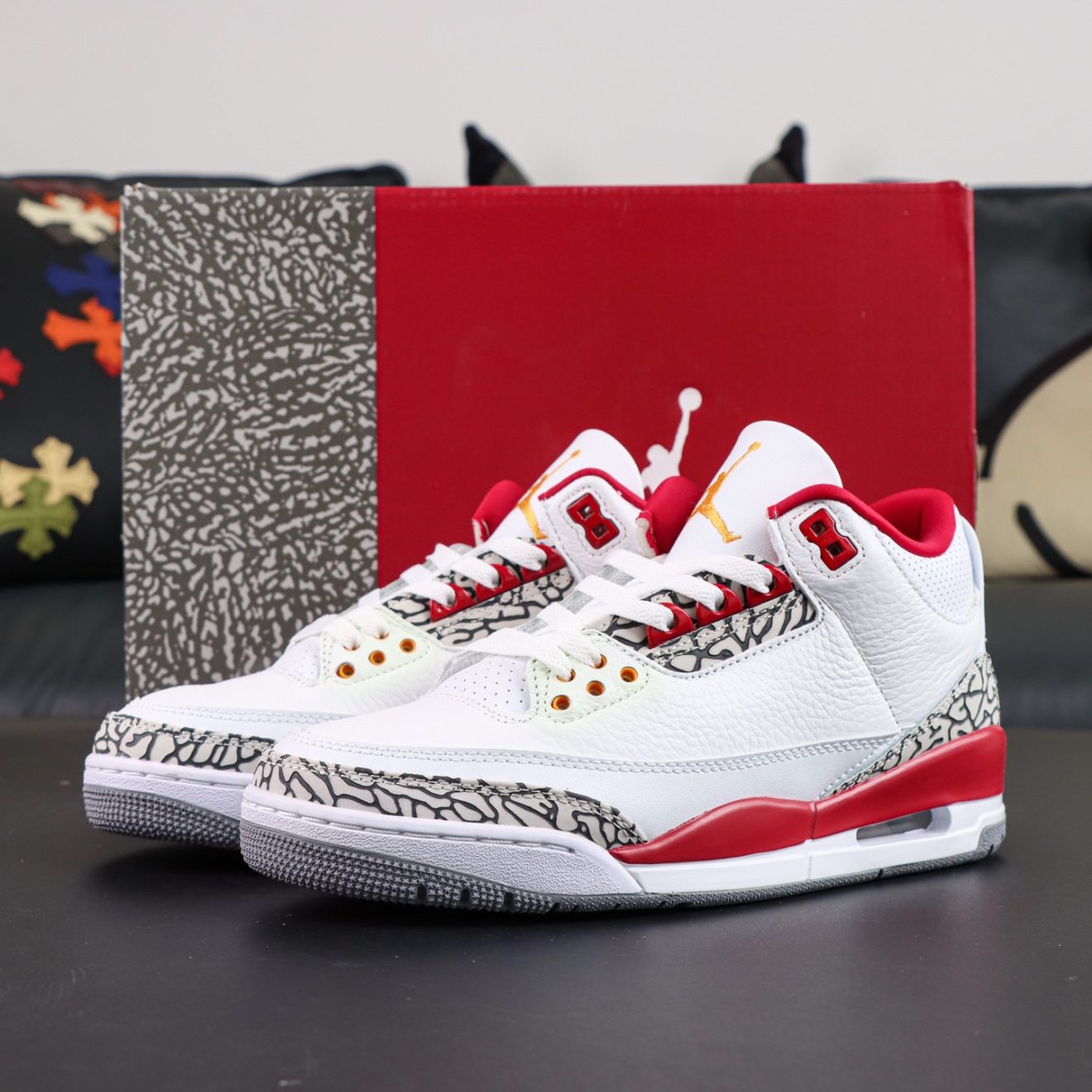 Air Jordan 3 Cardinal Red Reps with box