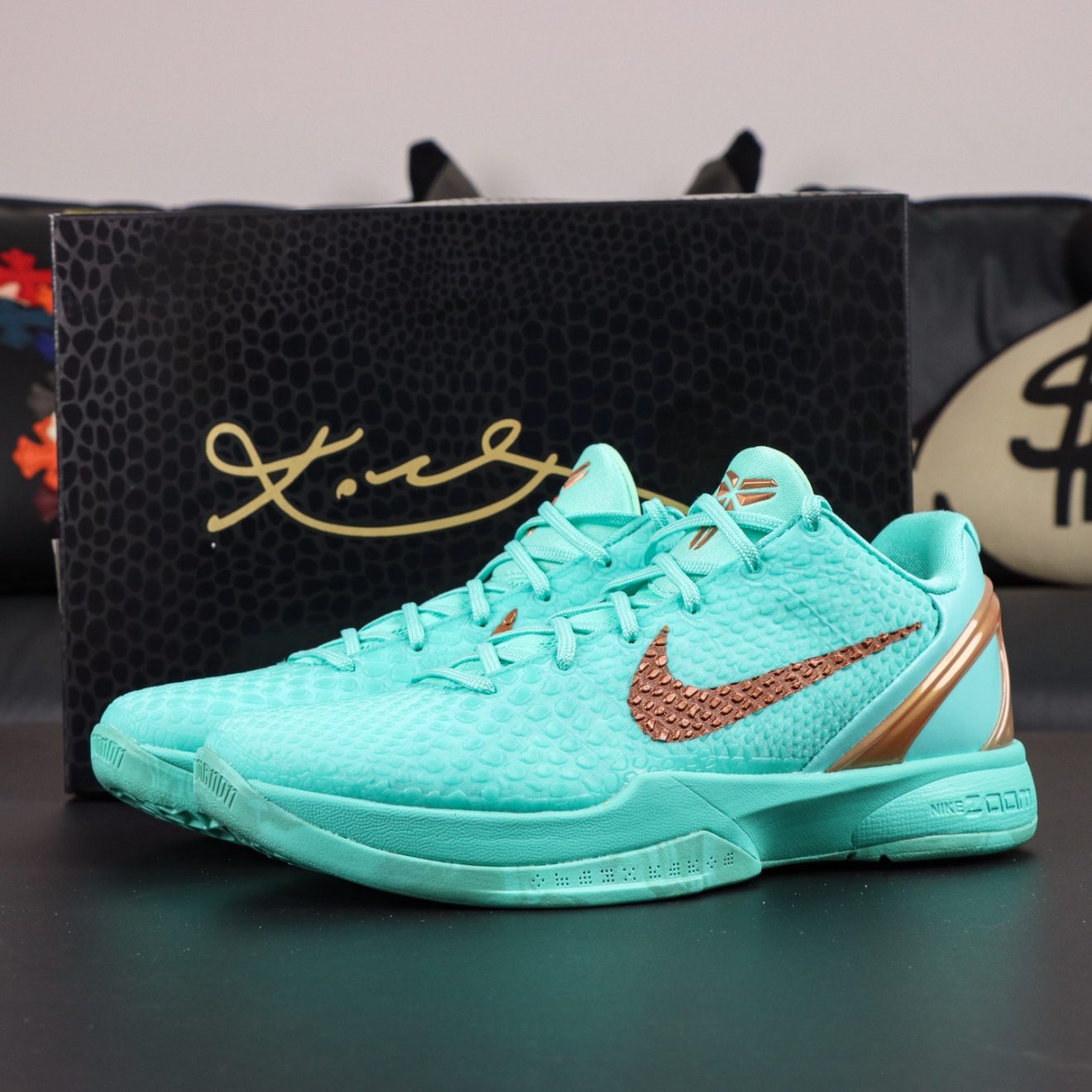 Kobe 6 Statue of Liberty Reps with retail-style box and mint green design