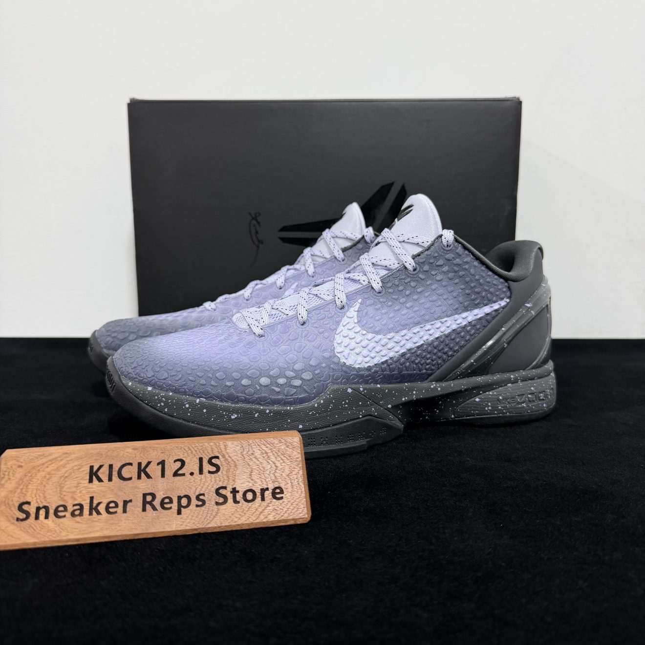 Kobe 6 EYBL Reps with box displayed on table