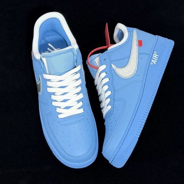 Top-down view of Air Force 1 Off White UNC Blue Reps
