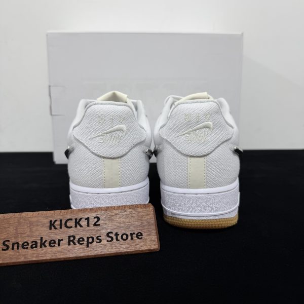 Back heel view of Travis Scott AF1 Reps