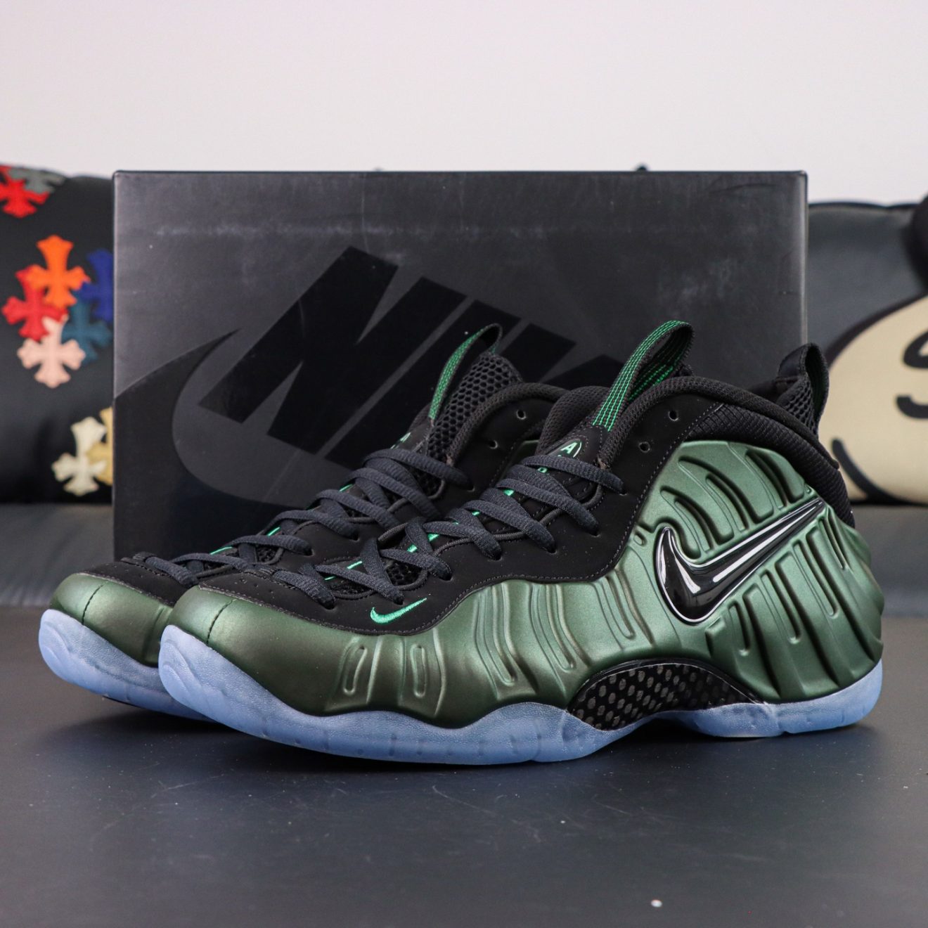 Foamposite Pro Pine Green Reps with box