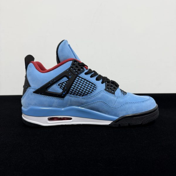 Medial side view of Jordan 4 Travis Scott Reps