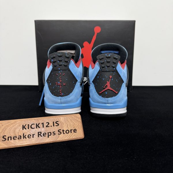Back heel view of Jordan 4 Travis Scott Reps